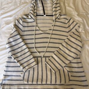Old Navy Cream and Gray Striped Sweater